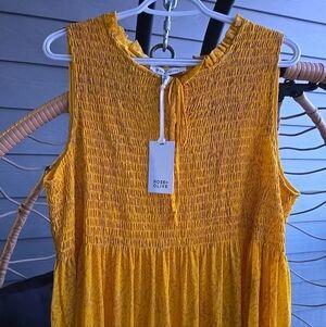 Rose And Olive Yellow Patterned Blouse Size XL NWT